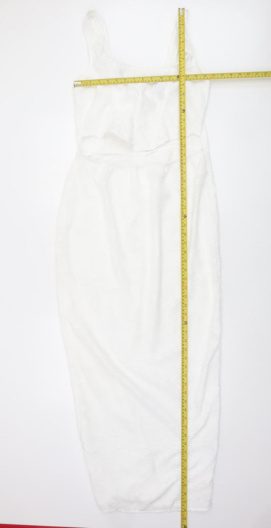 PrettyLittleThing Women White Size 14 Sleeveless Lace Bodycon Midi Dress