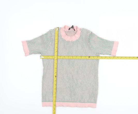 Esprit Women's Pink XS Mock Neck Short Sleeve Knit Top