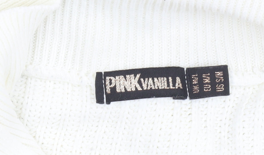 Womens UK Size S Pink Vanilla White Half Zip Jumper