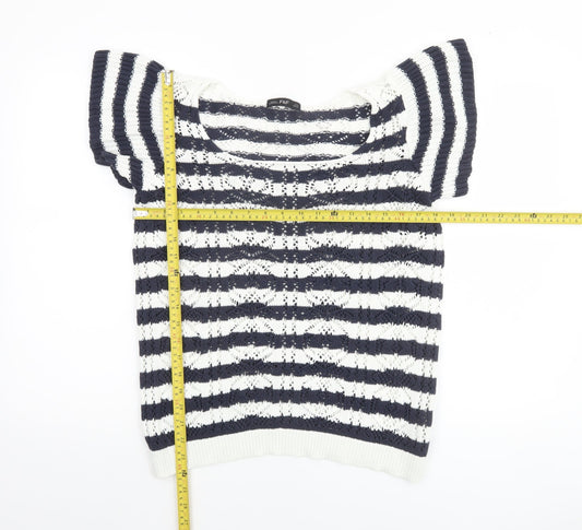 F&F Women’s Blue & White Striped Cotton Knit Jumper Size 14