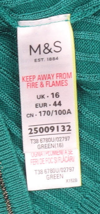 Womens UK Size 16 Marks and Spencer Green Pullover Jumper
