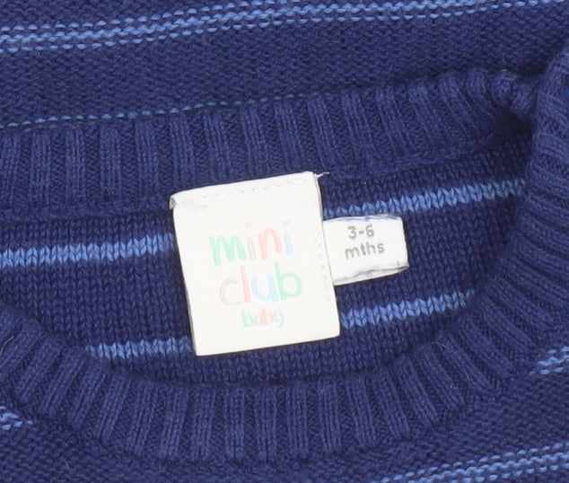 Mini Club Baby Blue Dinosaur Knit Jumper 3-6 Months Unisex Pullover
