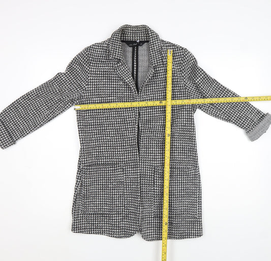 F&F Women Black & White Houndstooth Coatigan UK 6 Classic Long Lined