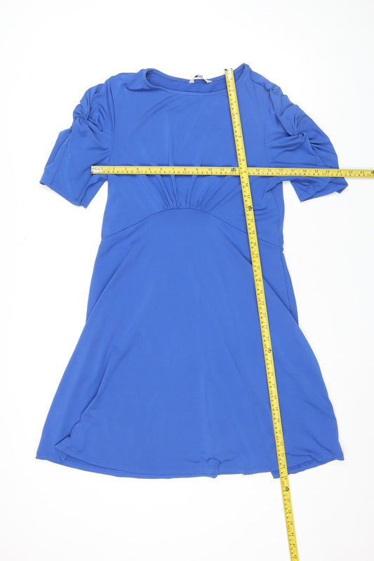 Next Women's Blue Fit & Flare Short Sleeve Dress Size 12