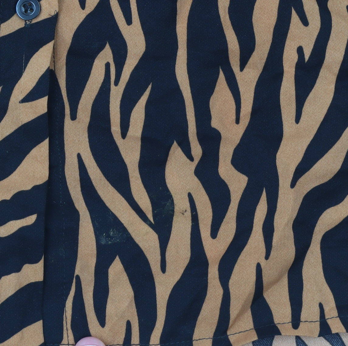 PrettyLittleThing Womens Brown Black Animal Print Long Sleeve Button-Up Shirt Size 12