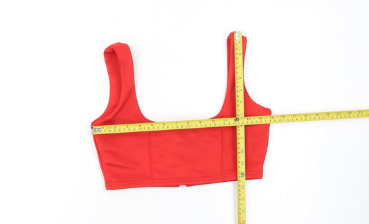 Pretty Little Thing Women's Red Cropped Zip Tank Top Size 10