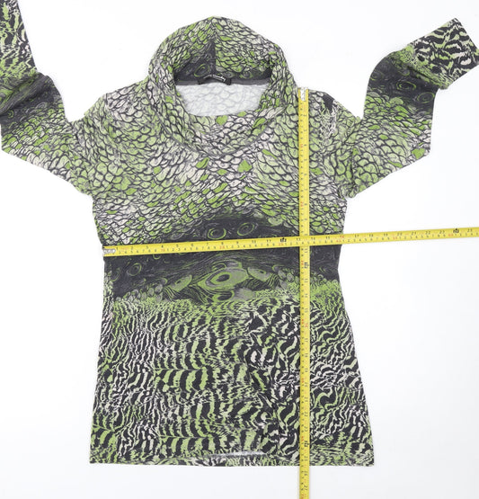 Betty Barclay Womens Green Animal Print Cowl Neck Long Sleeve Blouse Size 8