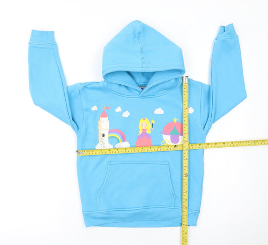 Tikaboo by Shires Girls Blue Princess Graphic Pullover Hoodie 5-6 Years