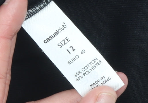 Womens UK Size 12 Casual Club Black Classic Button-Up