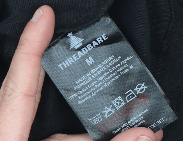 Threadbare Men's Black Rock Graphic Cotton T-Shirt Medium