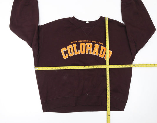 H&M Womens Burgundy Colorado Graphic Pullover Sweatshirt M