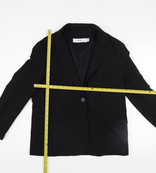 Bershka Womens Black Regular Fit Single-Breasted Blazer M