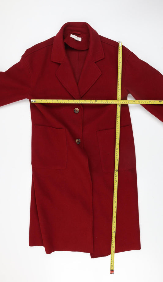 Womens UK Size 8 Cortefiel Red Overcoat