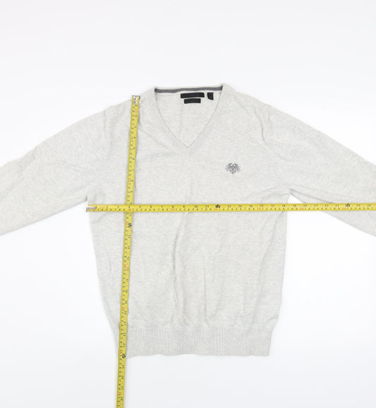 Soviet Mens Grey Cotton V-Neck Pullover Jumper M