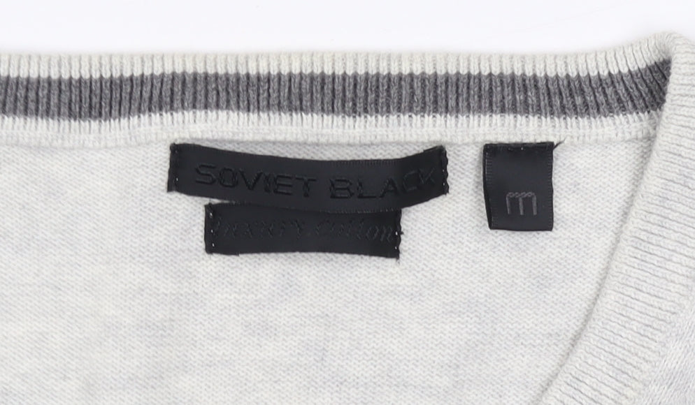 Soviet Mens Grey Cotton V-Neck Pullover Jumper M