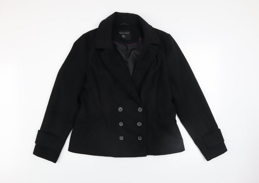 Womens UK Size 14 Dorothy Perkins Black Pea Coat