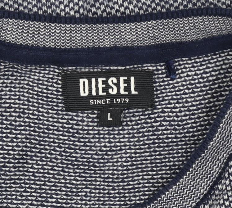 Diesel Men’s Blue Cotton Knit Crew Neck Jumper Size L