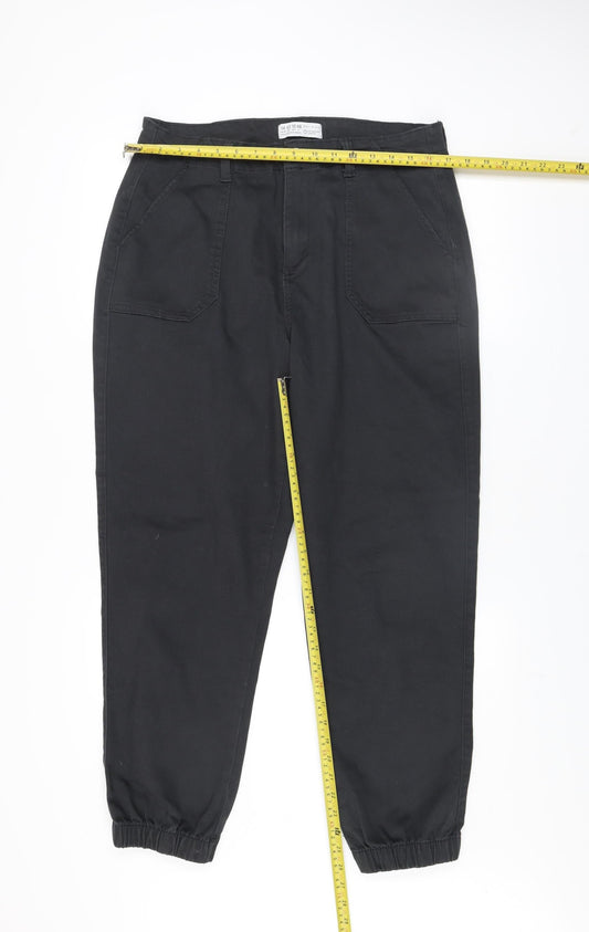 Primark Women’s Black Tapered Cargo Jeans Size 14 Relaxed Fit