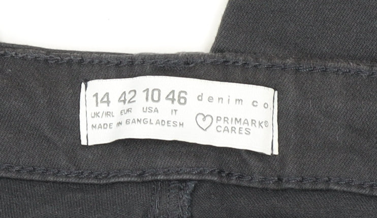 Primark Women’s Black Tapered Cargo Jeans Size 14 Relaxed Fit