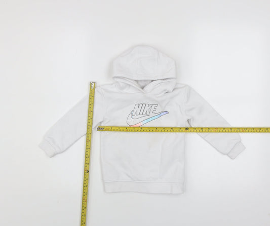 Nike Girls White Pullover Hoodie 2 Years Fleece Logo Hooded Sweatshirt