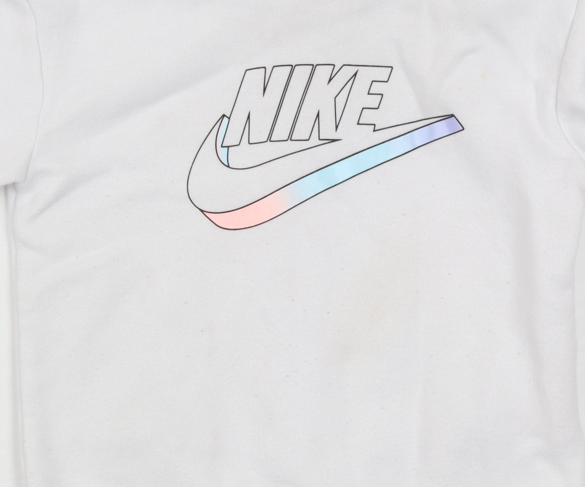 Additional view of Nike girls’ white pullover hoodie 2 years fleece logo hooded sweatshirt