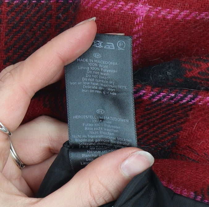 Hobbs Women Red Wool Check Pencil Skirt Size 18 Lined Autumn Winter