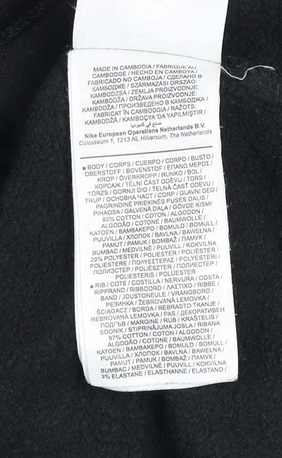 Additional view of Nike girls’ black pullover hoodie fleece logo sweatshirt, size 146