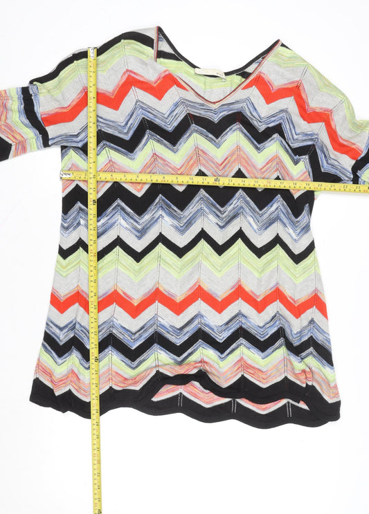 Oui Women Multicoloured Size 16 Shift Knee Length Dress