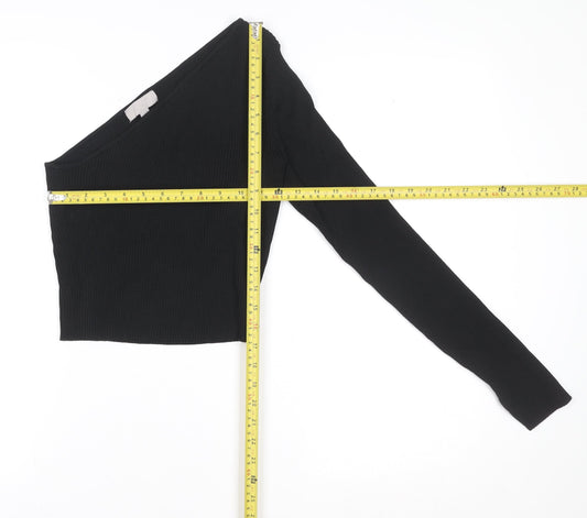Womens UK Size M H&M Black Cropped T-Shirt
