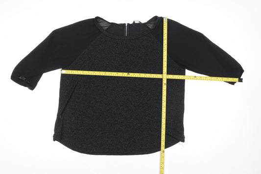 New Look Women’s Black 3/4 Sleeve Zip Back Blouse Size 18