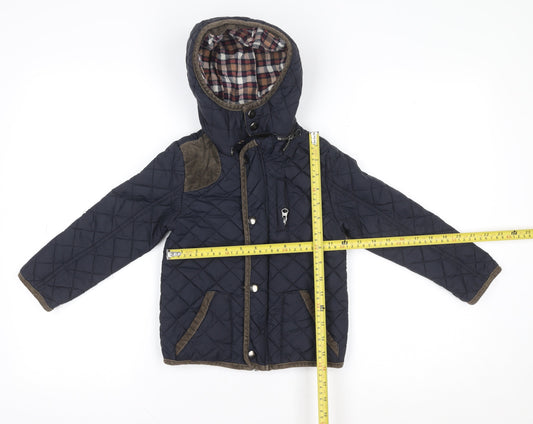 Tu Boys Blue Quilted Hooded Mid-Length Jacket 3-4 Years