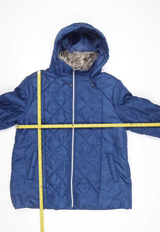 Womens UK Size L Anne de Lançay Blue Puffer Jacket