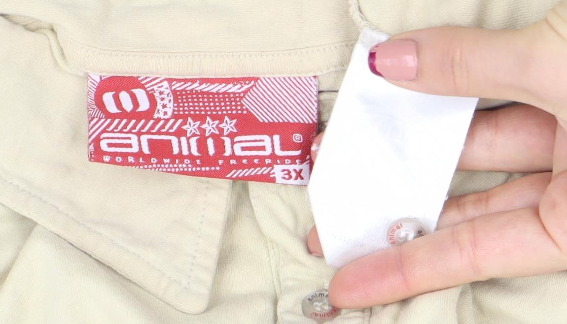 Animal Men's Beige 3XL Cotton Graphic Collared Polo Shirt