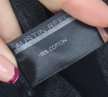 Austin Reed Women's Black Grey Striped Cotton 3/4 Sleeve Jumper S