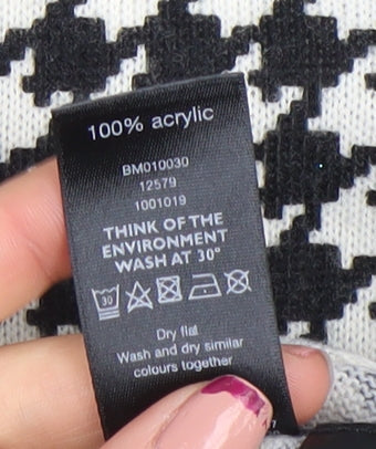 F&F Women's Black & White Houndstooth Long Sleeve Cardigan Size 22