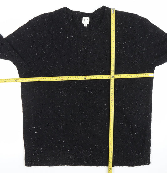 GAP Womens Black L Crew Neck Wool Cotton Knit Jumper