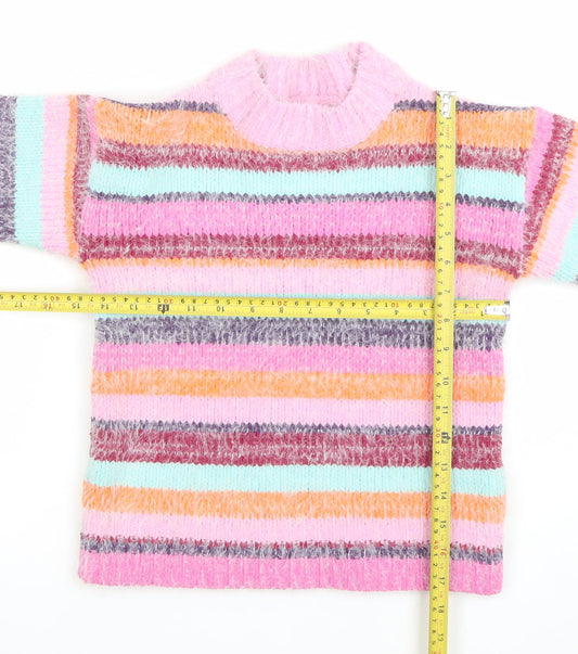 Next Girls Multicoloured Striped Knit Pullover Jumper Size 7 Years
