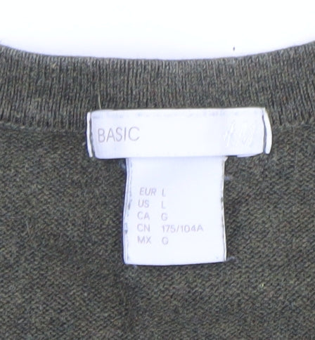 H&M Women’s Green Cotton V-Neck Button Cardigan Size 12