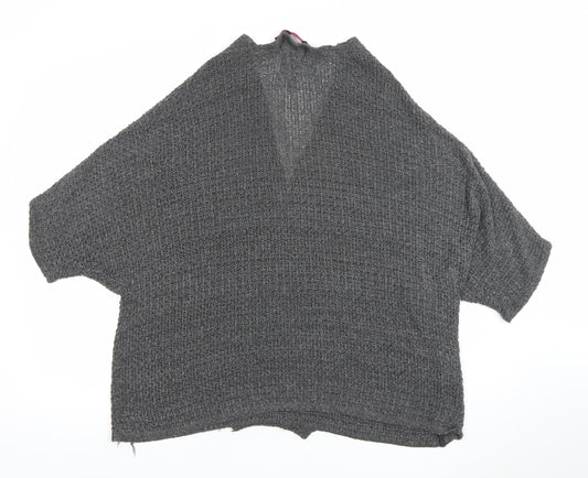 Boohoo Women's Grey Open Knit Short Sleeve Cardigan S