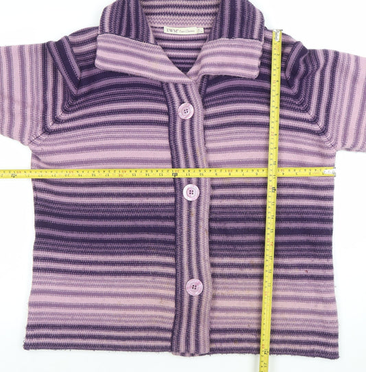 EWM Women’s Purple Striped Collared Cardigan XL 22-24 Acrylic Knit