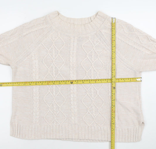 GAP Women's Beige Cable-Knit Cotton Jumper Size L
