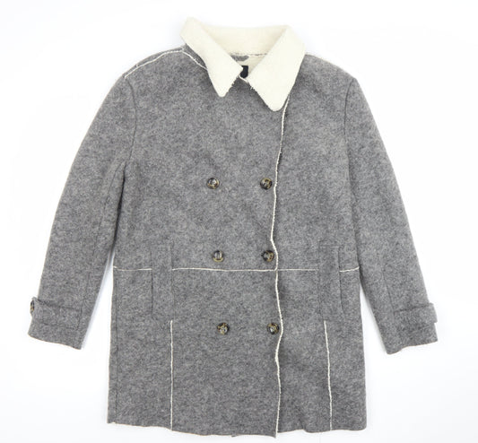 Womens UK Size M Zara Grey Pea Coat