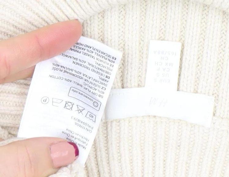 H&M Women’s Ivory Ribbed Sleeveless Mock Neck Knit Vest Jumper Size S