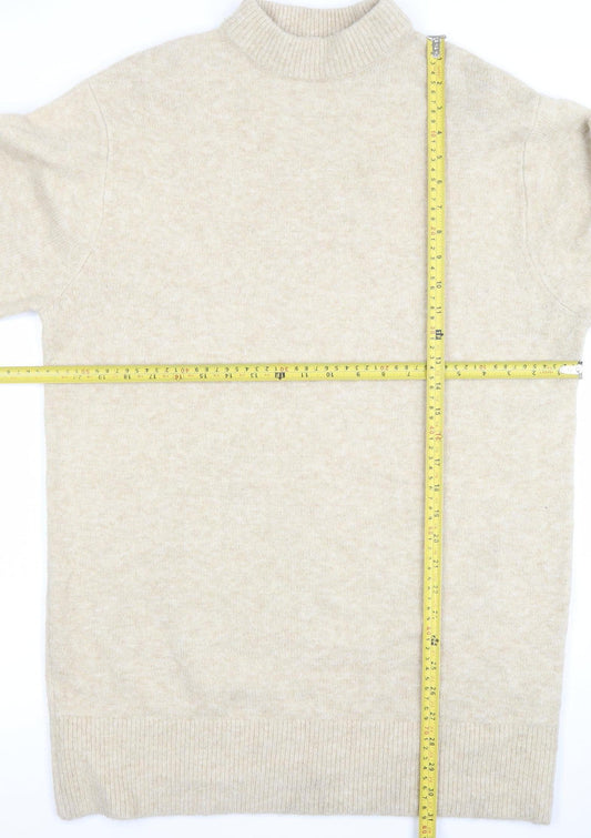 H&M Women’s Beige Wool Blend Mock Neck Long Sleeve Jumper XS