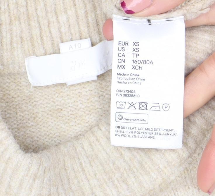 Womens UK Size XS H&M Beige Pullover Jumper