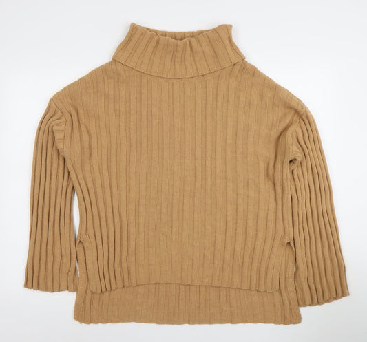 Primark Women’s Beige Roll Neck Ribbed Knit Jumper XS