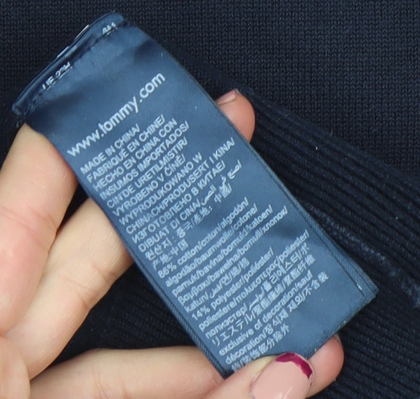 Tommy Hilfiger Men’s Navy Blue Crew Neck Cotton Jumper Size S