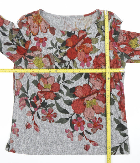 Nutmeg Womens Multicoloured Floral Long Sleeve Jersey Blouse Size 14