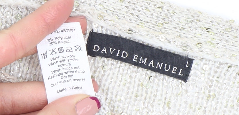 Womens UK Size L David Emanuel Ivory Pullover Jumper