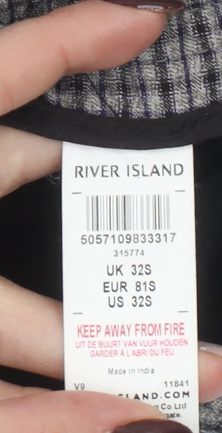 River Island Men’s Grey Check Slim Jogger Trousers Size S (32x30)